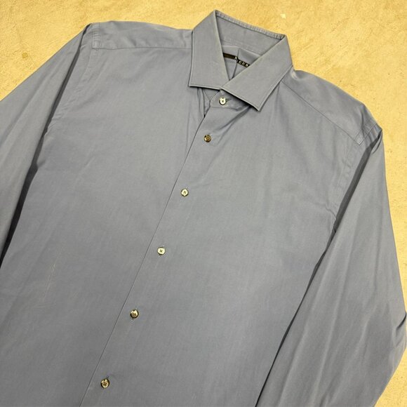 XACUS Dress Shirt Long Sleeve Button Up Stretch Made in Italy Blue 16 1/2 Large - Picture 3 of 9